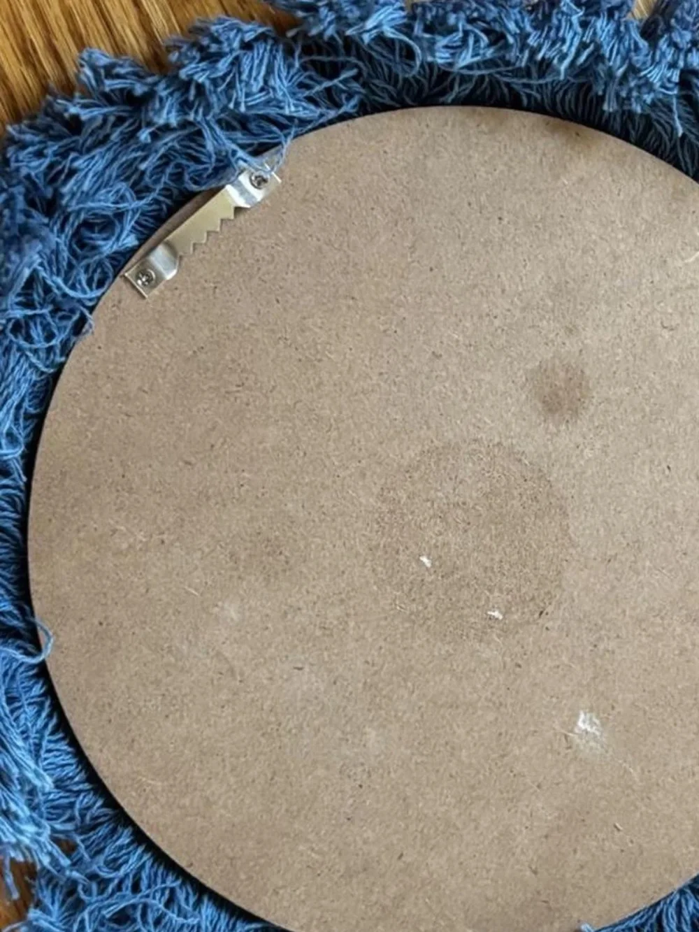 Boho Fringe Round Wall Mirror - Blue